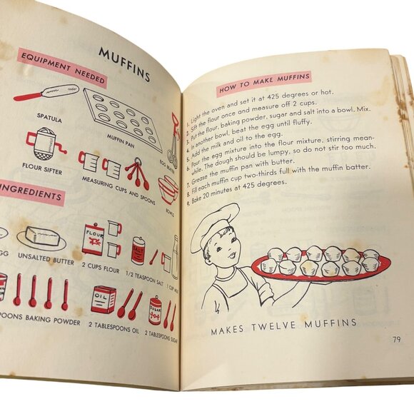 Vintage Childs First Cookbook 1950s Happy Hour Book For Boys & Girls Ages 7-12 B - Picture 12 of 12